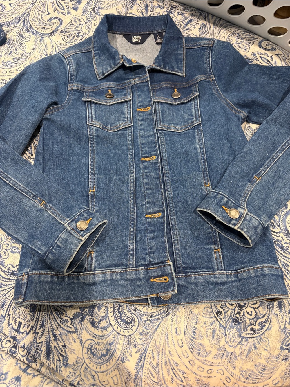 LANDS' END Kids' Blue Denim Jacket - Classic Trucker Style